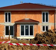 Fenster, moderner Hausbau, Rohbau