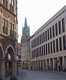 Arkaden, Stadtturm, kontrastreiche Architektur, M�nster