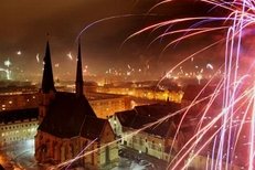 Feuerwerk, Silvester, Osten, Zwickau, Nacht, Stadt