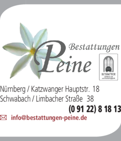 Bestattungen Peine 90453 Nurnberg Katzwang Offnungszeiten Adresse Telefon