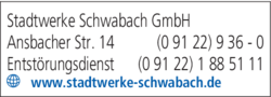 Stadtwerke Schwabach Gmbh 91126 Schwabach Offnungszeiten Adresse Telefon