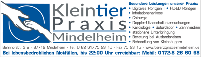 Anzeige Kleintierpraxis Mindelheim GmbH