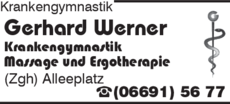 Anzeige Krankengymnastik Gerhard Werner