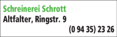 Anzeige Schreinerei Schrott