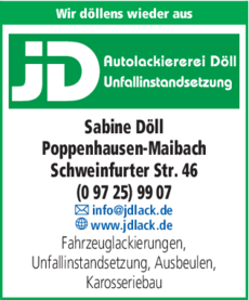 Anzeige Autolackiererei Döll