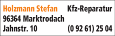 Anzeige Holzmann - KFZ Werkstatt, EU Fahrzeuge