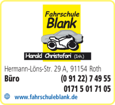 Anzeige Fahrschule Blank