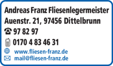 Anzeige Fliesenlegermeister Franz Andreas