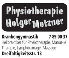 Anzeige Krankengymnastik Metzner Holger