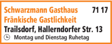 Anzeige Schwarzmann Gasthaus