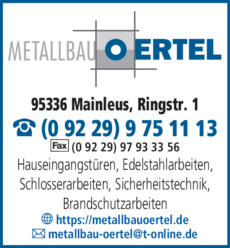 Anzeige Oertel Metallbau