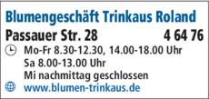 Anzeige Blumen Trinkaus Roland