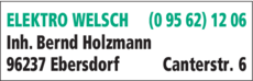 Anzeige Elektro Welsch
