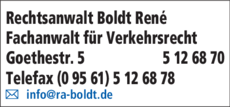 Anzeige Rechtsanwalt Boldt René