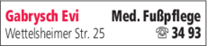 Anzeige Gabrysch Evi Med. Fußpflege