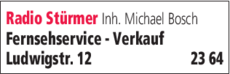 Anzeige Stürmer Radio