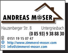 Anzeige Moser Andreas Zimmerei