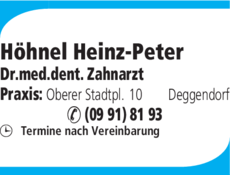 Anzeige Höhnel Heinz-Peter Dr.med.dent.