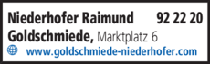 Anzeige Niederhofer Raimund Goldschmiede