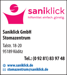 Anzeige Stomazentrum Hof, Saniklick GmbH