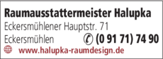 Anzeige Raumgestaltung Halupka Alexander