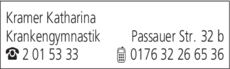 Anzeige Krankengymnastik Kramer Katharina