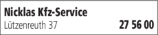 Anzeige Nicklas Kfz-Service