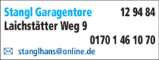Anzeige Stangl Garagentore