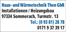 Anzeige Haus- und Wärmetechnik Then GbR Robert & Simon Then