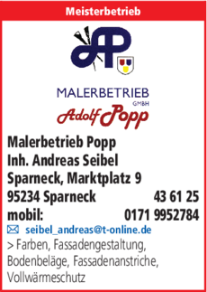 Anzeige Malerbetrieb Popp
