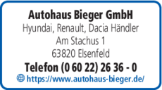 Anzeige Autohaus Bieger GmbH