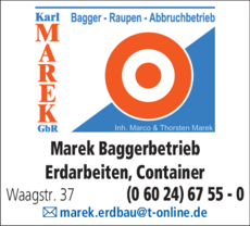 Anzeige Karl Marek GbR Inh. Marco und Thorsten Marek