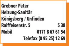 Anzeige Heizung-Sanitär Grebner