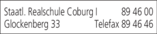 Anzeige Staatliche Realschule Coburg I