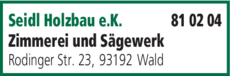 Anzeige Seidl Holzbau e.K.