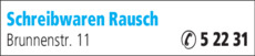 Anzeige Schreibwaren Rausch
