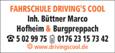 Anzeige Fahrschule Drivings Cool