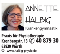 Anzeige Krankengymnastik Halbig Annette