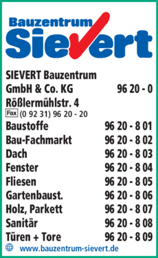 Anzeige SIEVERT Bauzentrum GmbH & Co. KG