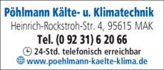 Anzeige Pöhlmann Kälte- u. Klimatechnik GmbH