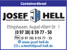 Anzeige Container - HELL JOSEF GmbH