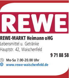 Anzeige Rewe-Markt Heimann oHG