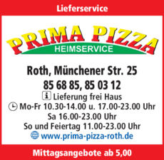 Anzeige PRIMA PIZZA