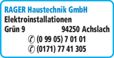 Anzeige Rager Haustechnik GmbH