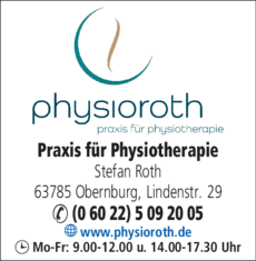 Anzeige physioroth Praxis für Physiotherapie
