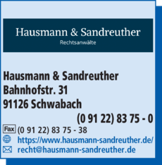 Anzeige Siegfried Hausmann und Hermann Sandreuther GbR