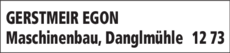 Anzeige GERSTMEIR EGON