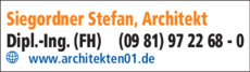 Anzeige Siegordner Stefan Dipl.Ing. (FH) Architekt