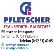 Anzeige Pfletscher Transporte, Baustoffe GmbH