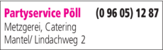 Anzeige Partyservice Pöll